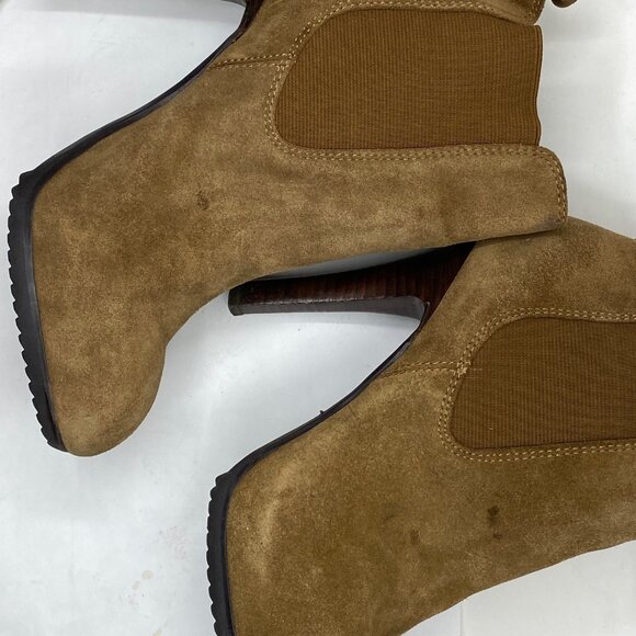 Jessica Simpson Tan Suede Heel Ankle Booties size 7.5 - Picture 3 of 8